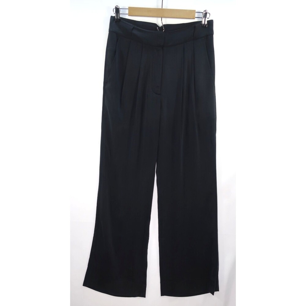 Aday Work Trousers Black Wide Leg Dress Pants Size 6 Sustainable Cupro Viscose